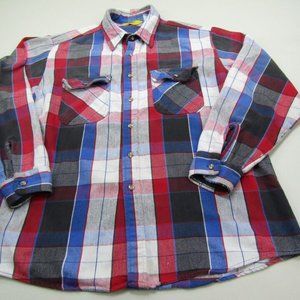 VTG Work N' Sport Shirt Mens 2XL Big Plaid Button Down Utility Workwear Outdoors